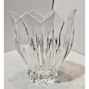Vintage Gorham Crystal Lotus Ribbed Vase 6" Oval Tulip Shaped